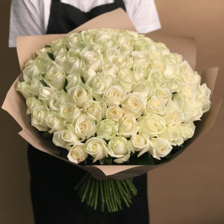 Букет из 101 белой розы 40 см